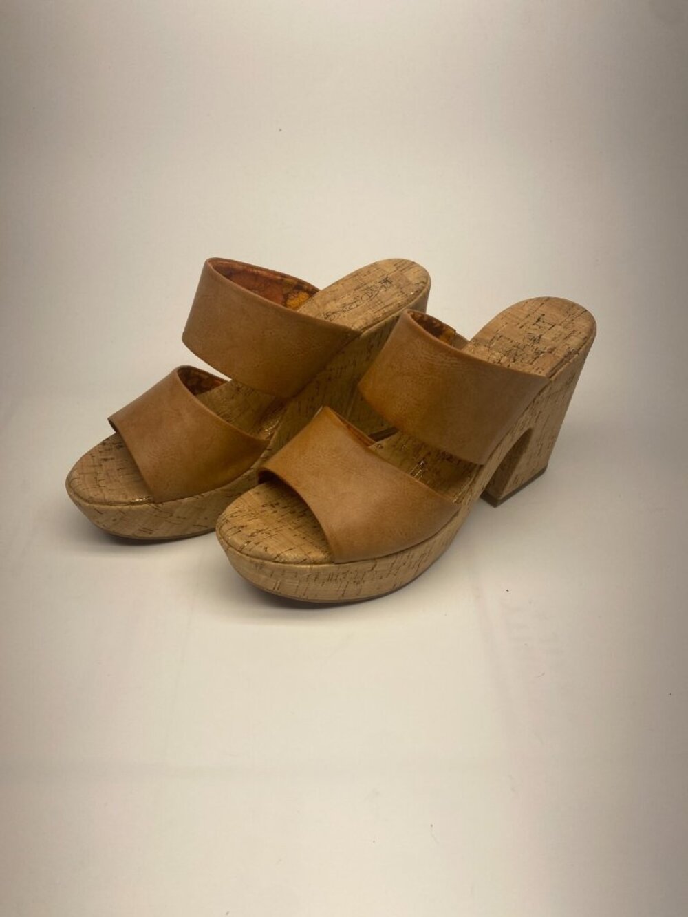 Korks Womens Dezi Strap Leather Cork Platform Sandal Sz 10